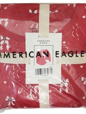 AMERICAN EAGLE Pajama Set Women Ruby Kiss Luxe Plush Long-Sleeve & Pant NWT